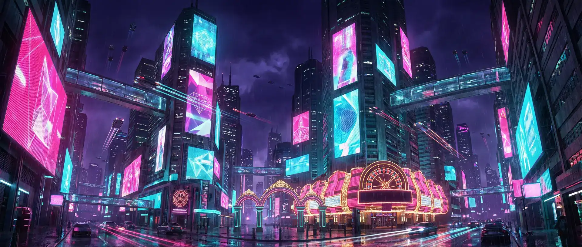 在线买世界杯 赛博朋克霓虹复古都市夜景